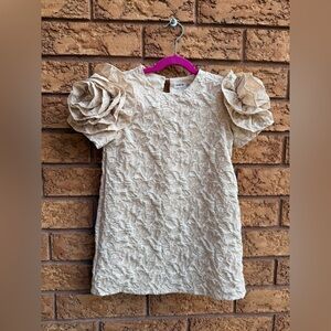 • SHEIN‎ Gold Puff Sleeve Shift Dress